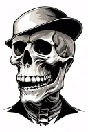 mobster skeleton tattoo design idea