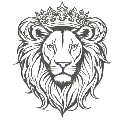 lion with crown tattoo design idea