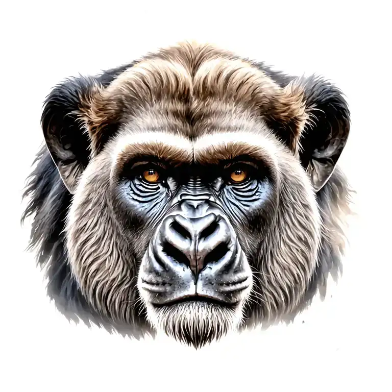 Gorilla and lion face tattoo design idea