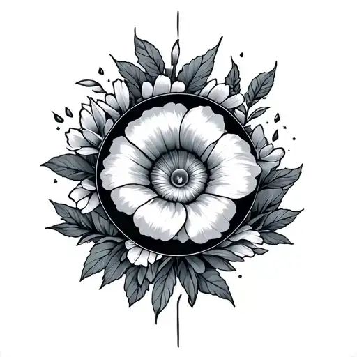 Cosmos and morning glory circle  tattoo design idea