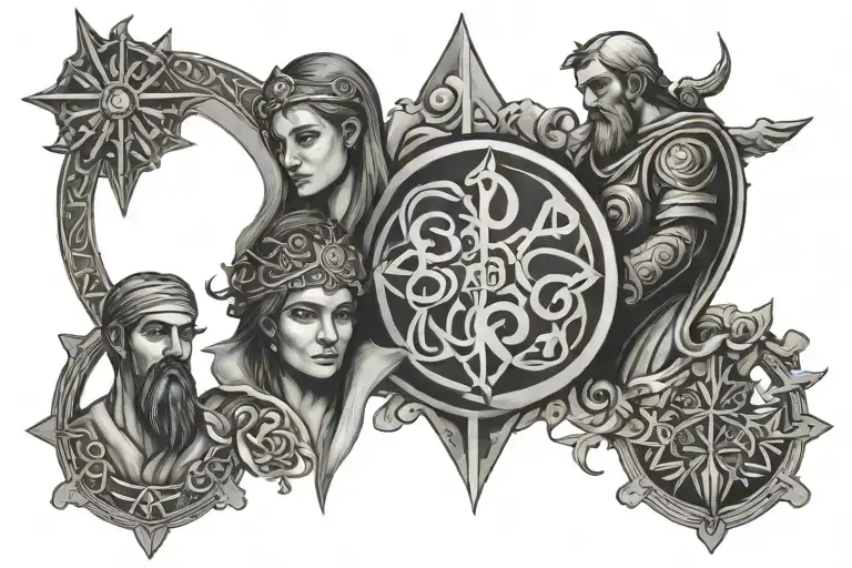 family (wife Nicole and children: Felipe, Lavínia and Lucas) and Corinthians symbol merging together tattoo design idea