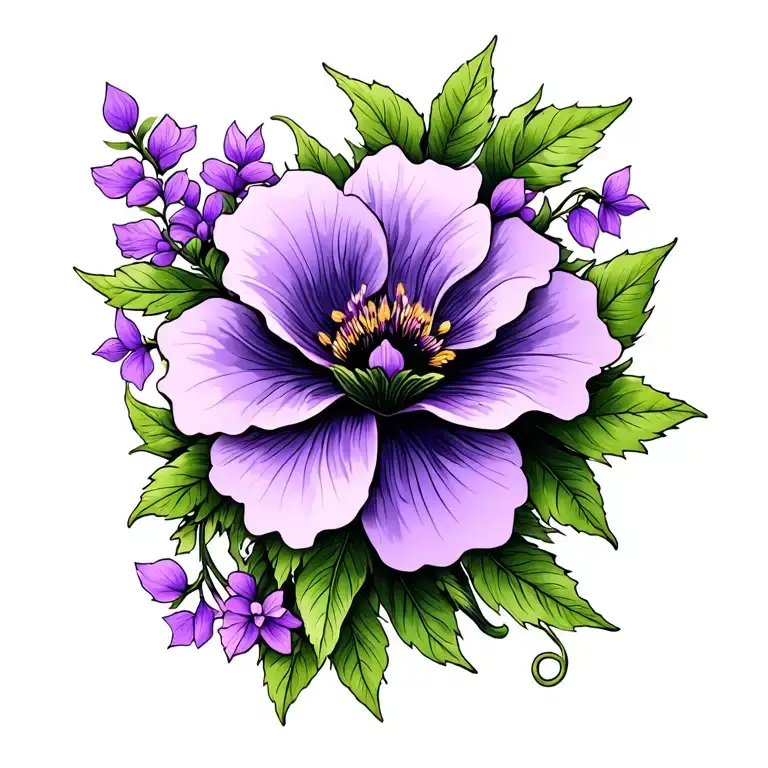 purple flower vine wrapping tattoo design idea