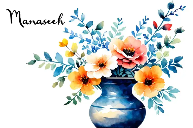 "Manasseh" kintsugi vase with flowers tattoo design idea
