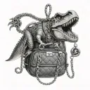 t-rex chanel bag tattoo design idea