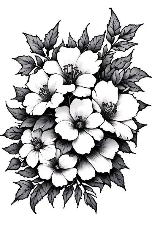 flowers with spider web intertwined tattoo design idea