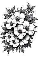 flowers with spider web intertwined tattoo design idea