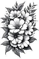 flowers with spider web intertwined tattoo design idea