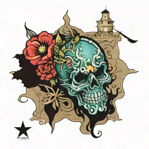 mapa Curacao and the Dominican Republic tattoo design idea