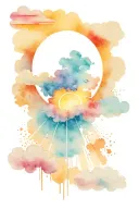 sun rays breaking through clouds tattoo design idea