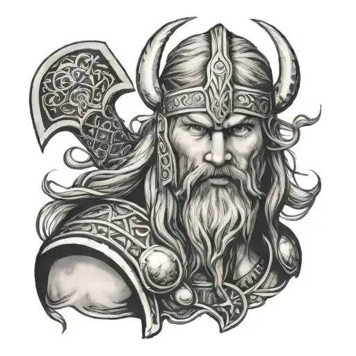 Viking Thor viking with beard tattoo design idea