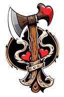 DOUBLE AXE WITH TWO HEART tattoo design idea