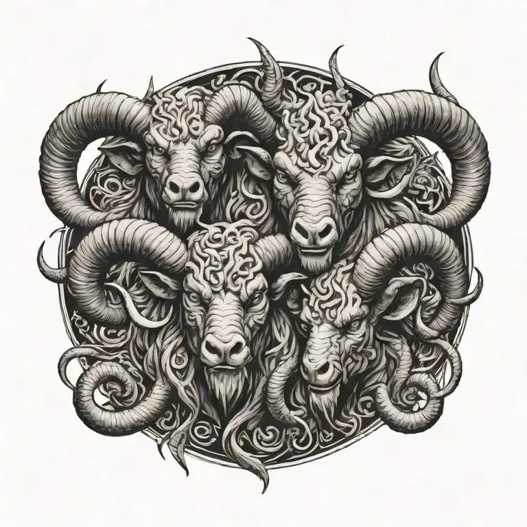 demon aries merging tattoo design idea