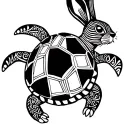 Turtle kicks Rabbit tattoo design idea