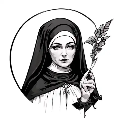nun horny tattoo design idea