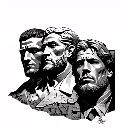 Mount Rushmore of Conor mcgregor jon jones and Charles Oliveria  tattoo design idea