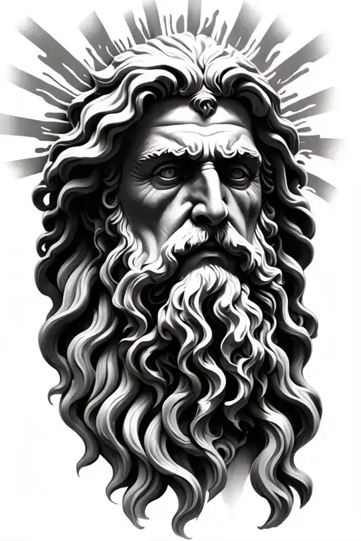 zeus face y rays tattoo design idea