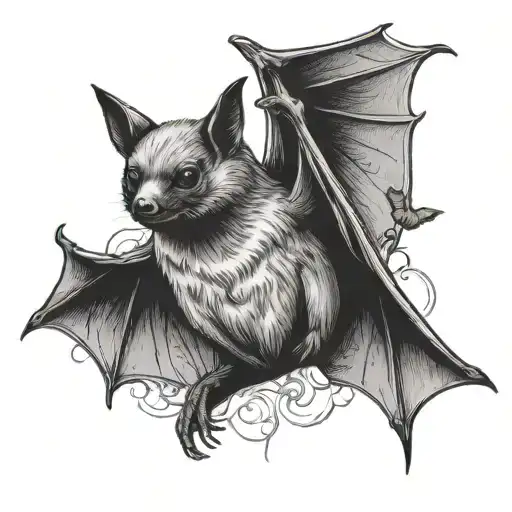 fruit bat  surrounded tattoo design idea