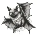 fruit bat  surrounded tattoo design idea