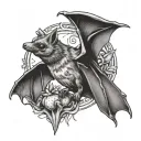 fruit bat  surrounded tattoo design idea