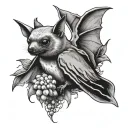 fruit bat  surrounded tattoo design idea