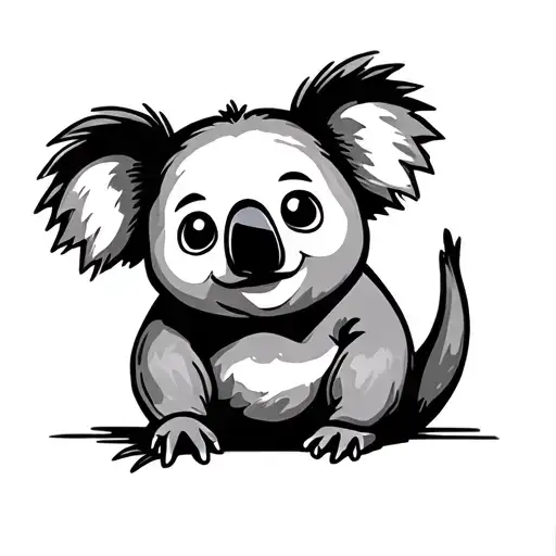 koala holding stick figure tattoo design idea