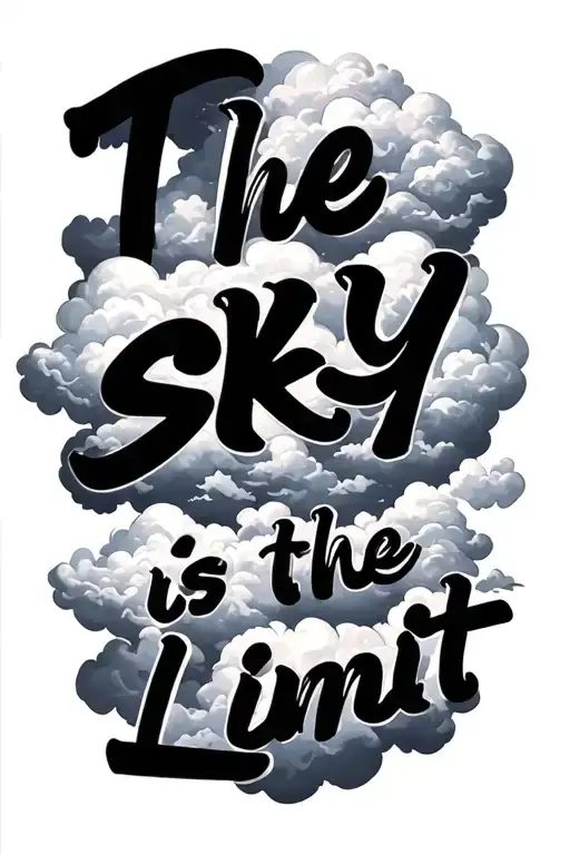 "The sky is the limit" cloud background black tattoo design idea