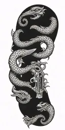 don't tread on me flintlock pistols crossing each other tattoo design idea