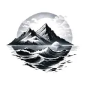 Ocean Mountain tattoo design idea