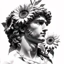 Apollo with sunflowers tattoo design idea