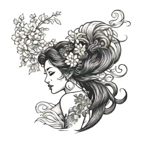 sexy Aphrodite greek goddess tattoo design idea