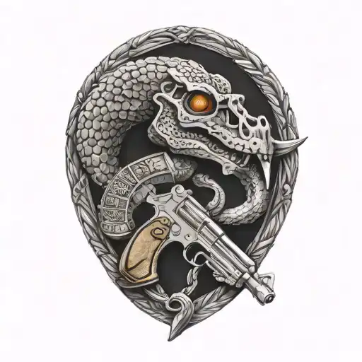 don't tread on me firelock pistols tattoo design idea