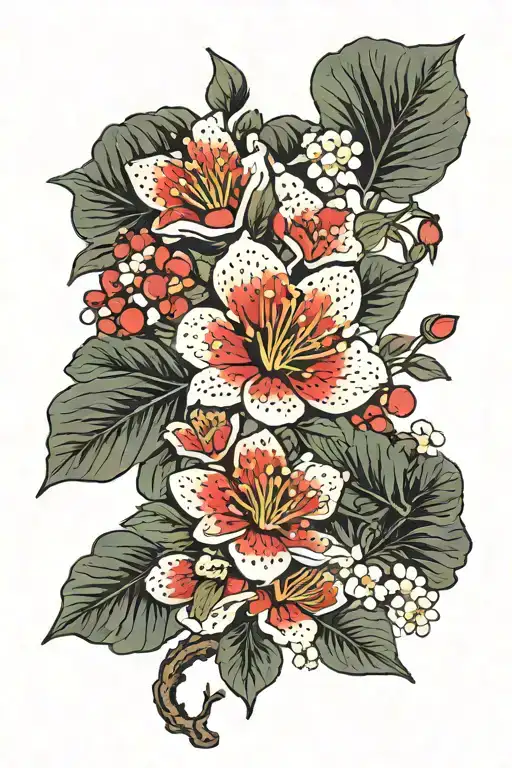 hawthorn flower blooming tattoo design idea