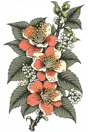 hawthorn flower blooming tattoo design idea