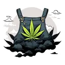 overalls with marijuana on it in the clouds tattoo design idea