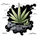 overalls with marijuana on it in the clouds tattoo design idea