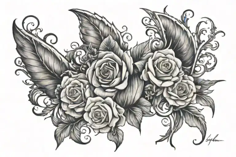 Create a colorful realistic tattoo for a woman that is 23 inches long and 4 inchrs wide going across the waist from hip  tattoo design idea