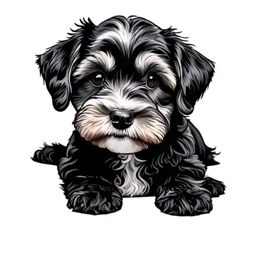 black cockapoo dog tattoo design idea