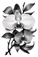 Men's tattoo, upper arm: Orchid (Vietnamese for Lan); very small integrated within the orchid: symbol of eternal love tattoo design idea
