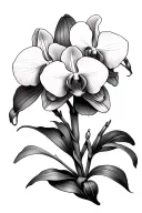 Men's tattoo, upper arm: Orchid (Vietnamese for Lan); very small integrated within the orchid: symbol of eternal love tattoo design idea