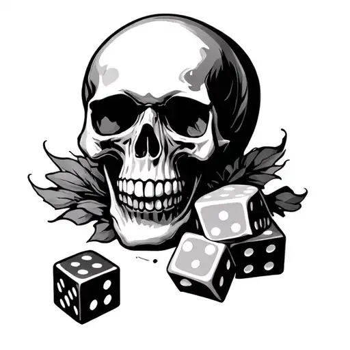 skull sleve with dice tattoo tattoo design idea