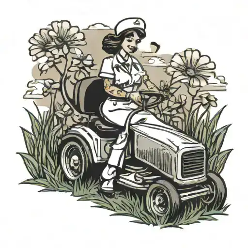 nurse mowing the lawn  tattoo design idea