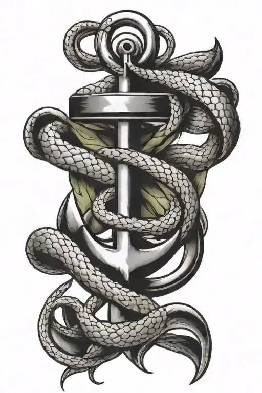 anchor with the gadsden flag snake warpped around it tattoo design idea