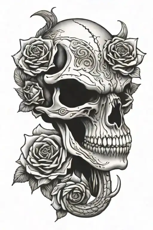 king cobra rose crow skull wearing tattoo design idea