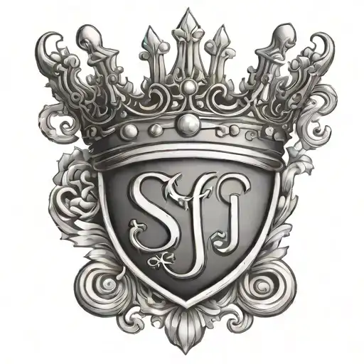 initials of the s j s with a crown representing the matriarchy tattoo design idea