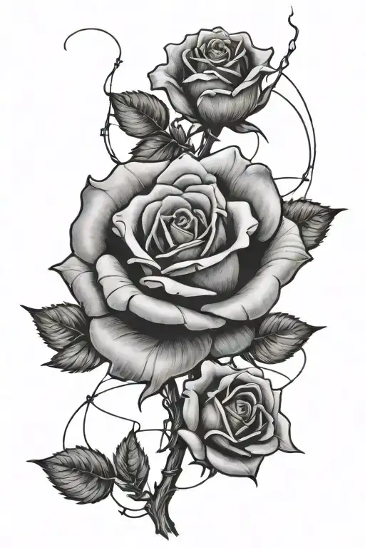 rose and barb wire tattoo design idea