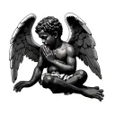 african american male cherub angel praying tattoo design idea