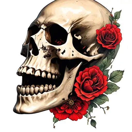 skull with no jaw gothic tattoo design idea