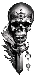 lighthouse, anchor, compass, quill pen, hour glass and magnifying glass tattoo design idea