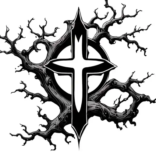 poison tree with cross in middle,  tattoo design idea