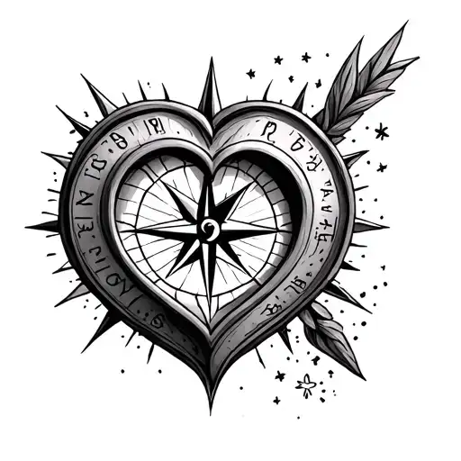 Heart Compass tattoo design idea